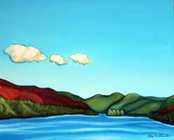 painting of Gastineau Juneau and Mayflower Island in Juneau Alaska