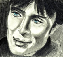 Drawing of Cillian Murphy with Blue Eyes from On the Edge - Elise Tomlinson