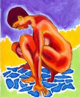 Reflection - Painting of a nude woman gazing into a pool of water - Elise Tomlinson