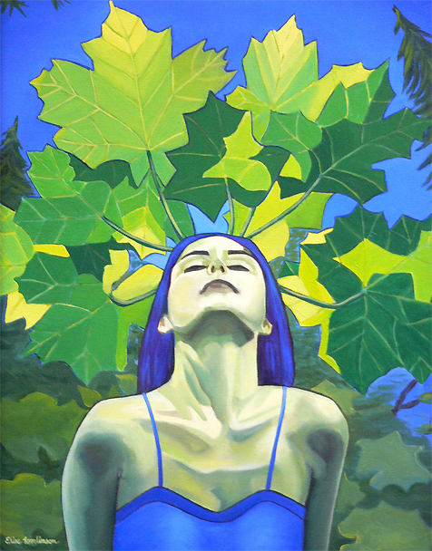 Pause beneath the Devil's Club oil painting by Alaska artist Elise Tomlinson